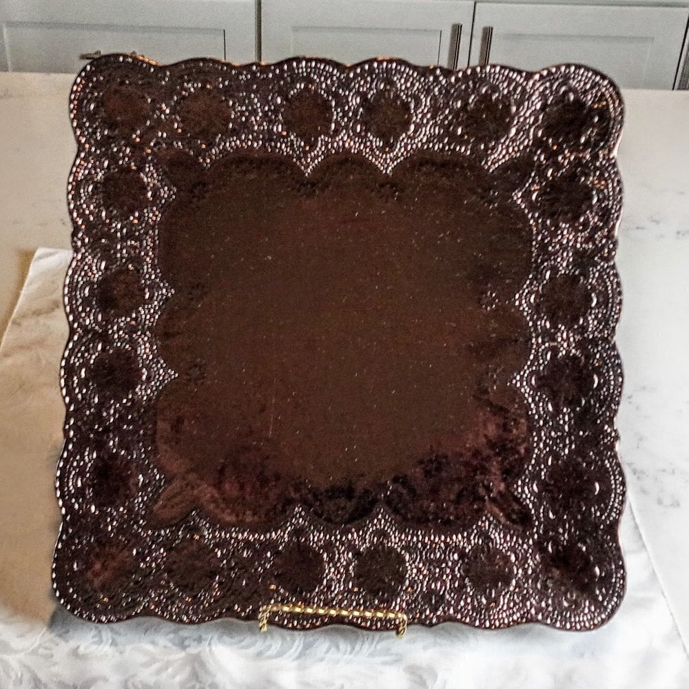 Arte Italica Merletto Metallic Square Ceramic Tray